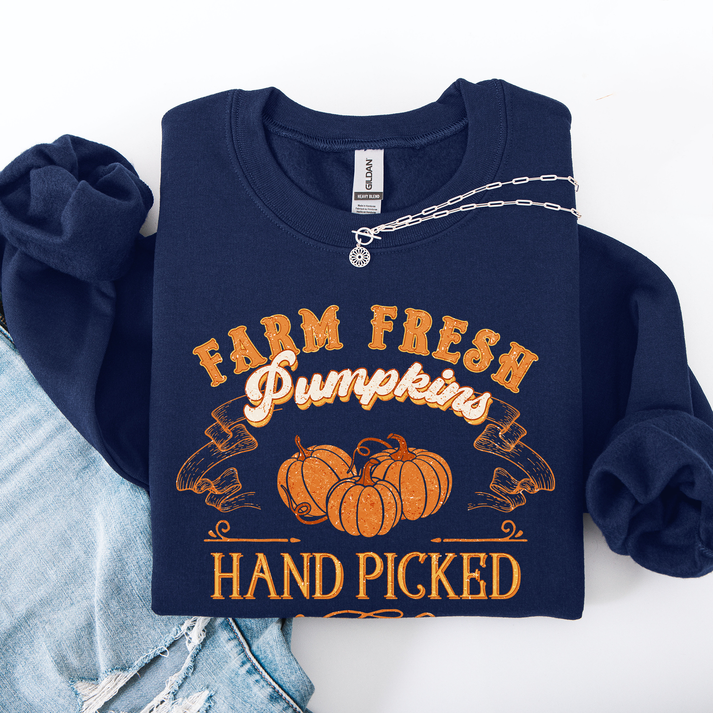 Farm Fresh Pumpkins, Hand Picked, Halloween, Fall, Autumn, Farm Sweatshirt