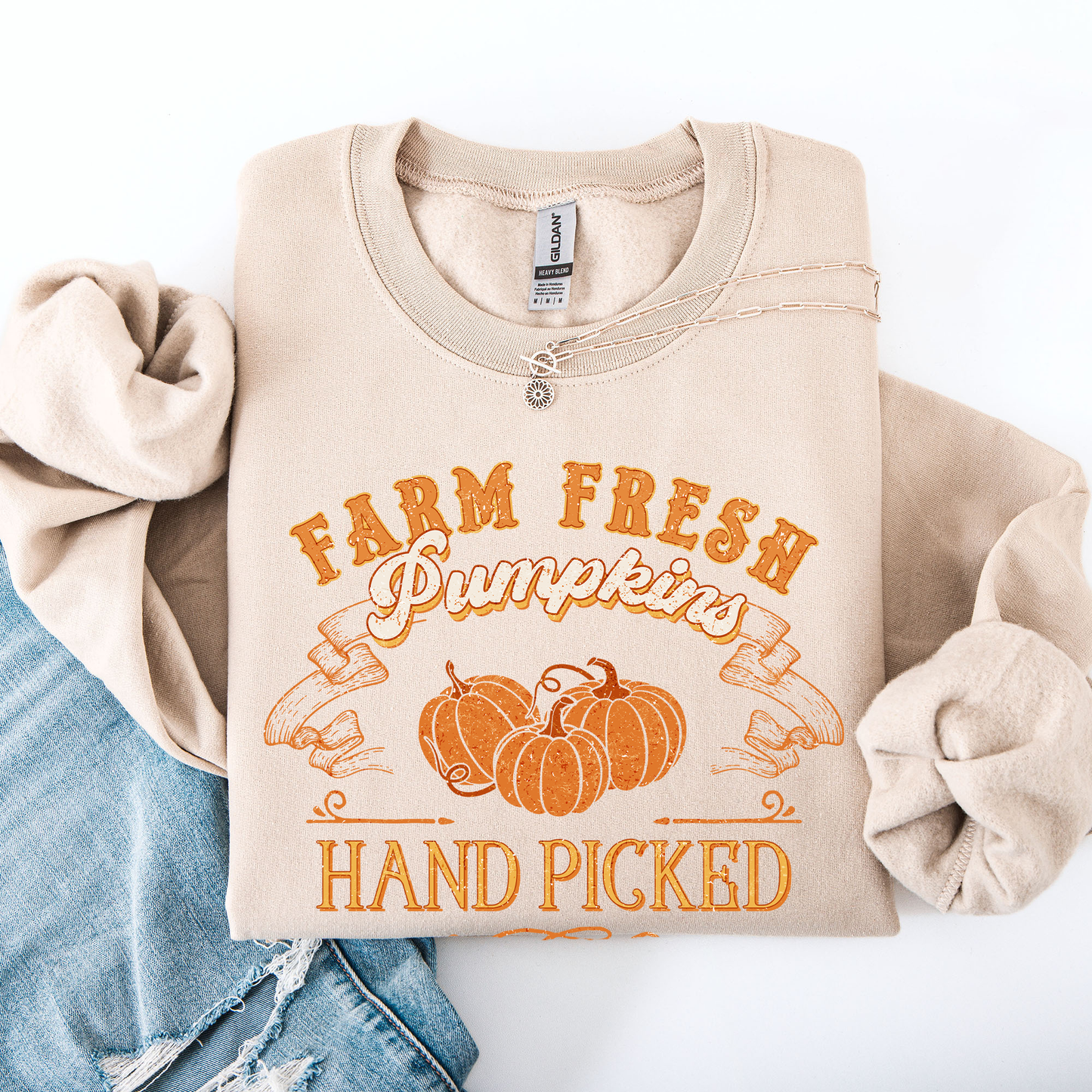Farm Fresh Pumpkins, Hand Picked, Halloween, Fall, Autumn, Farm Sweatshirt