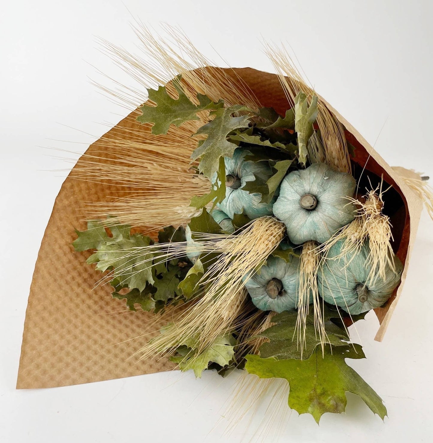 Farmhouse Aqua Pumpkin Harvest Bouquet – Rustic Fall Autumn Décor Arrangement
