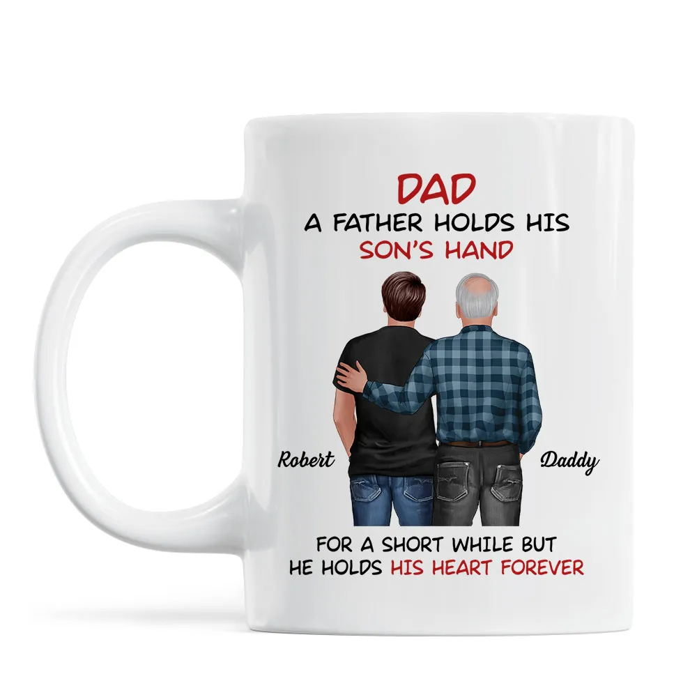 Father Daughter Son Standing Back View - Personalized Custom Mug - Father's Day, Birthday Gift For Dad, Daddy