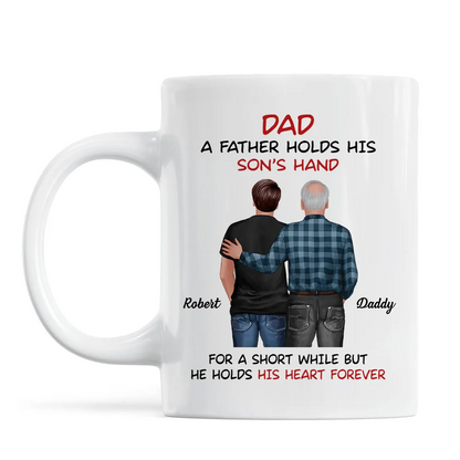 Father Daughter Son Standing Back View - Personalized Custom Mug - Father's Day, Birthday Gift For Dad, Daddy