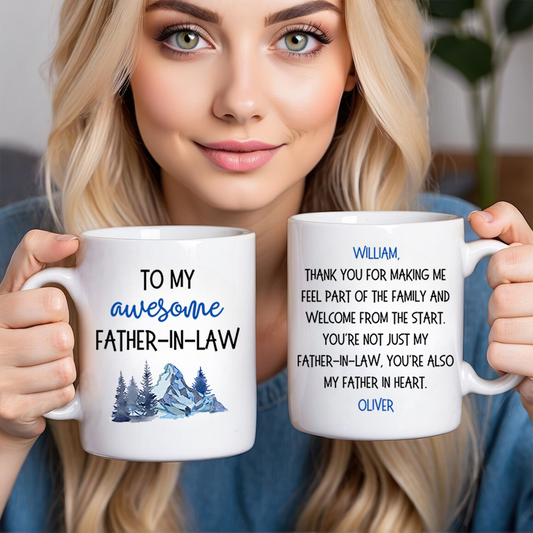 To My Awesome Father In Law - Personalized Custom Mug - Father's Day Gift For Father In Law