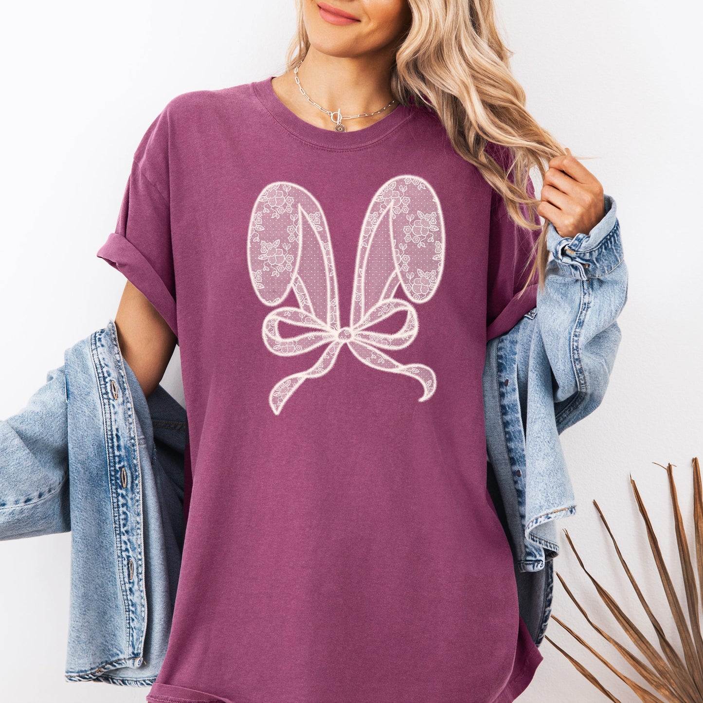 Faux Lace Bunny Ears, Coquette, Easter, Bunny, Jesus, Rabbit, Holiday Tshirt Comfort Colors T-Shirt