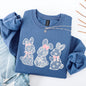 Faux Lace Bunny, Coquette, Ribbons, In A Row, Easter, Bunny, Jesus, Rabbit, Holiday Sweatshirt