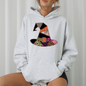Faux Patchwork Witch Hat, Patchwork Halloween Shirt, Spooky Season, Witchy Vibes, Graphic Hoodie, Hooded Sweatshirt