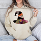 Faux Patchwork Witch Hat, Patchwork Halloween Shirt, Spooky Season, Witchy Vibes, Graphic Hoodie, Hooded Sweatshirt