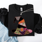 Faux Patchwork Witch Hat, Patchwork Halloween Shirt, Spooky Season, Witchy Vibes, Halloween Sweatshirt