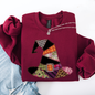 Faux Patchwork Witch Hat, Patchwork Halloween Shirt, Spooky Season, Witchy Vibes, Halloween Sweatshirt
