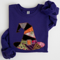 Faux Patchwork Witch Hat, Patchwork Halloween Shirt, Spooky Season, Witchy Vibes, Halloween Sweatshirt