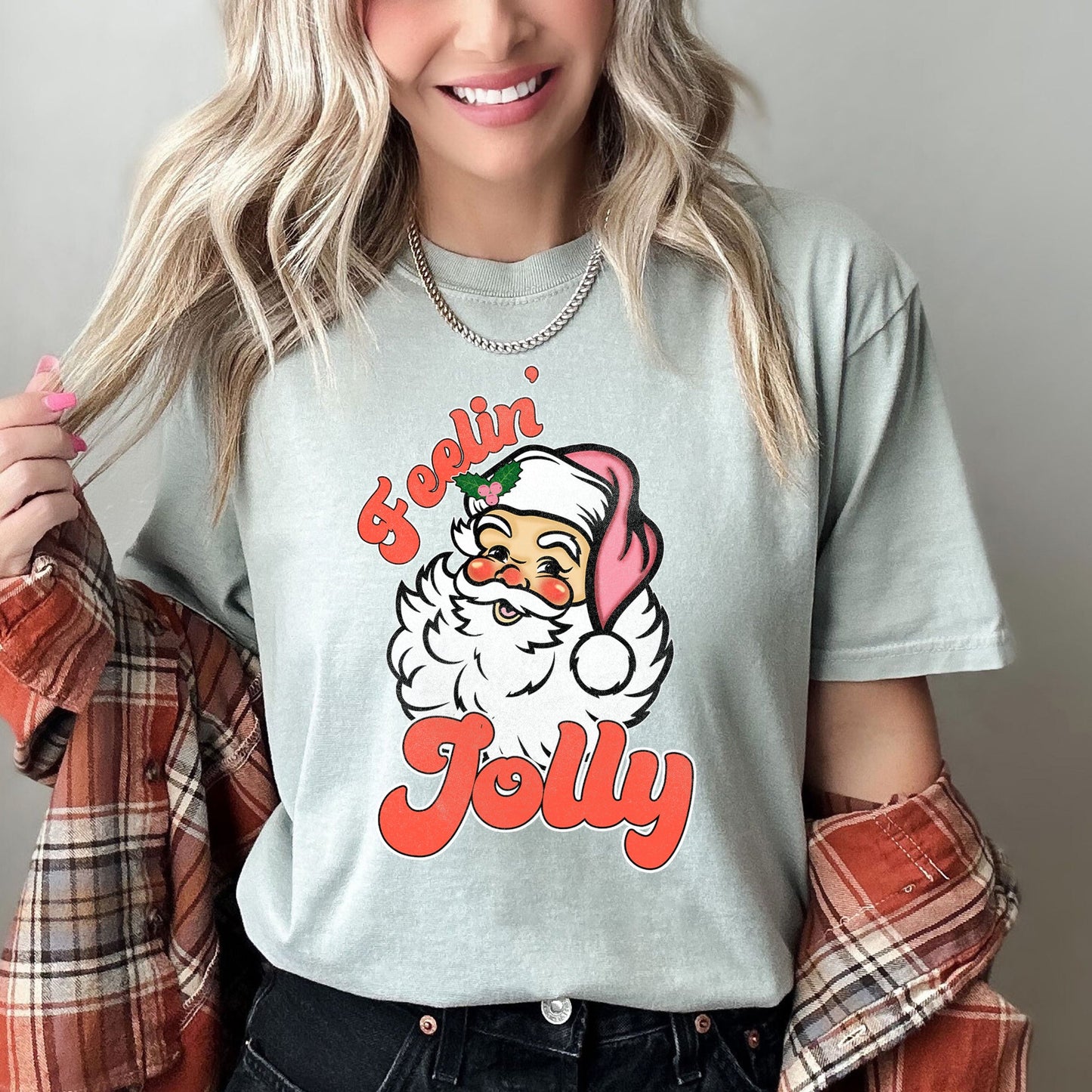 Feeling Jolly, Retro Santa, Christmas Comfort Colors Tshirt