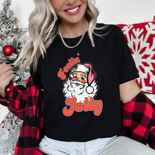 Feeling Jolly, Retro Santa, Christmas Super Soft Tshirt
