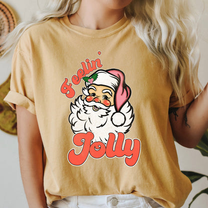 Feeling Jolly, Retro Santa, Christmas Comfort Colors Tshirt