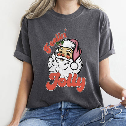Feeling Jolly, Retro Santa, Christmas Comfort Colors Tshirt