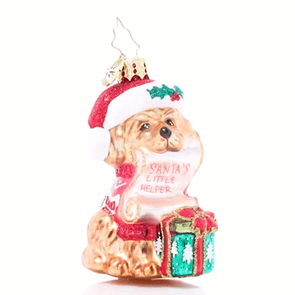 Christopher Radko Little Gem Glass Ornament - Festive Furry Friend