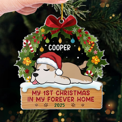 First Paws Under The Tree Dog & Cat - Personalized Custom Shaped Acrylic Ornament - Christmas Gift For Dog Lovers, Cat Lovers