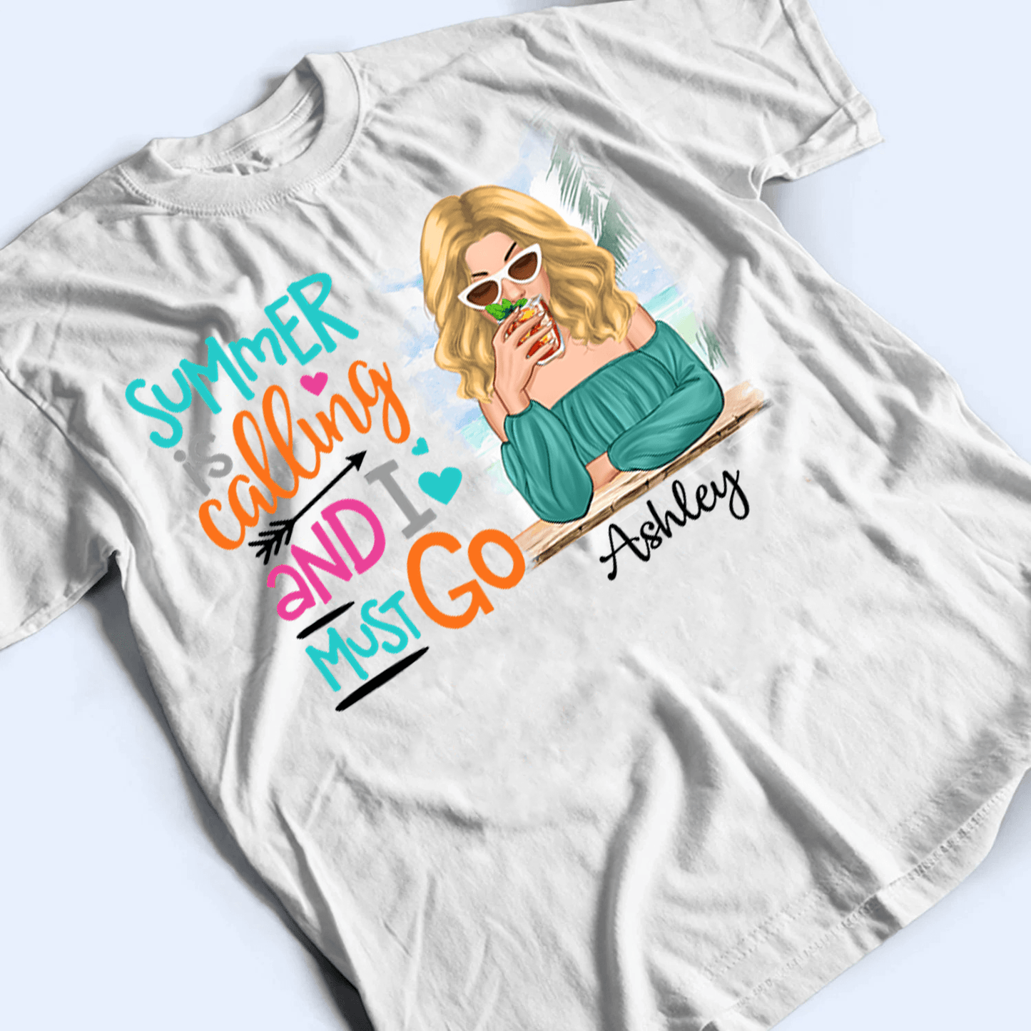 Summer Is Calling And I Must Go - Personalized Custom T Shirt - Summer Break, Last Day Of School, Birthday, Loving, Funny Gift for Teacher, Kindergarten, Preschool, Pre K, Paraprofessional