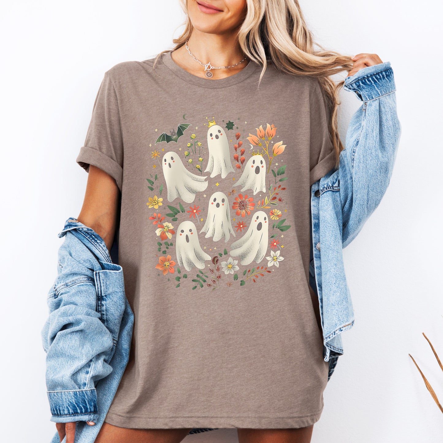 Floral Ghosts, Beautiful Halloween, Coquette, Girly, Autumn, Fall, Tshirt
