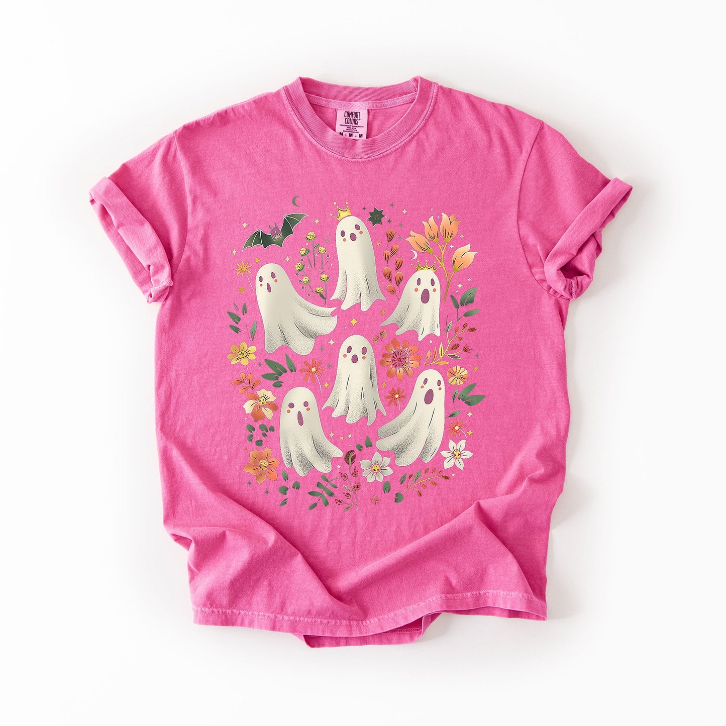 Floral Ghosts, Beautiful Halloween, Coquette, Girly, Autumn, Fall, Comfort Colors T-Shirt