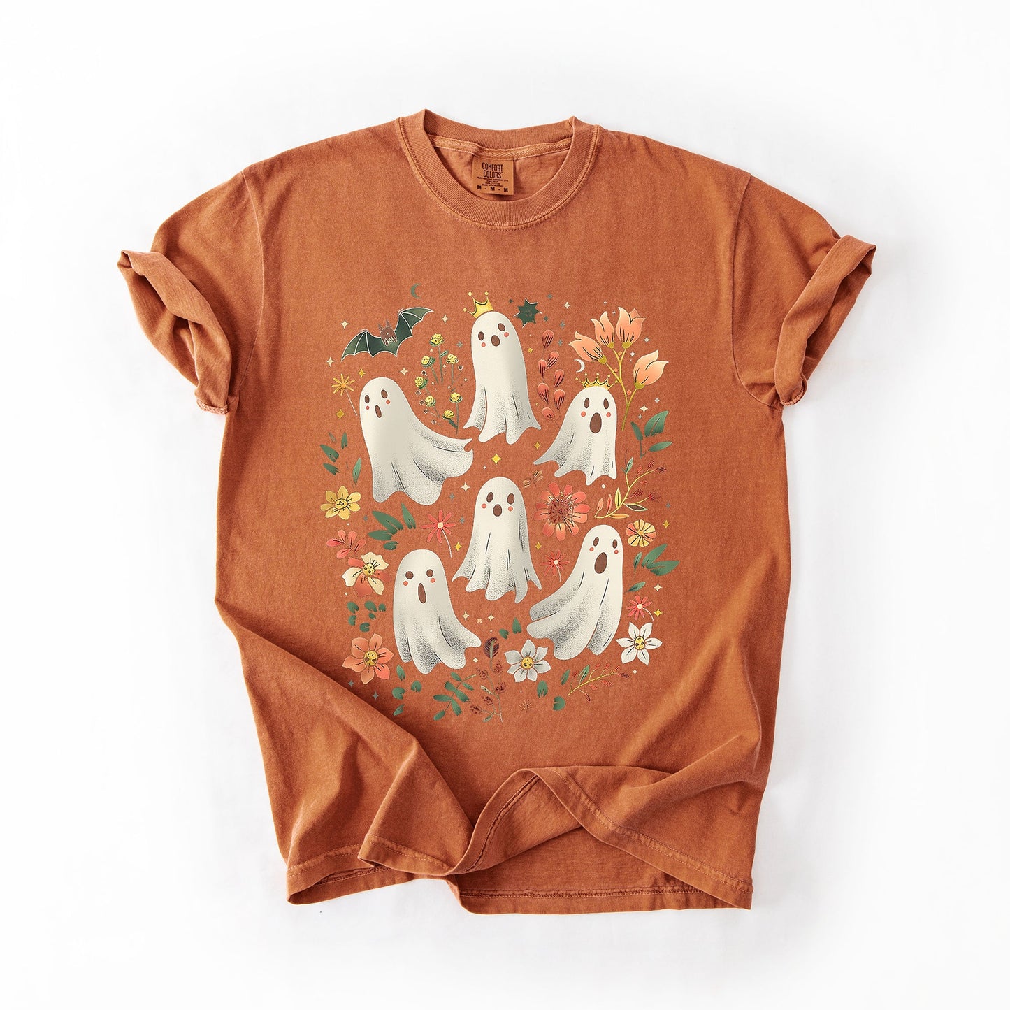 Floral Ghosts, Beautiful Halloween, Coquette, Girly, Autumn, Fall, Comfort Colors T-Shirt