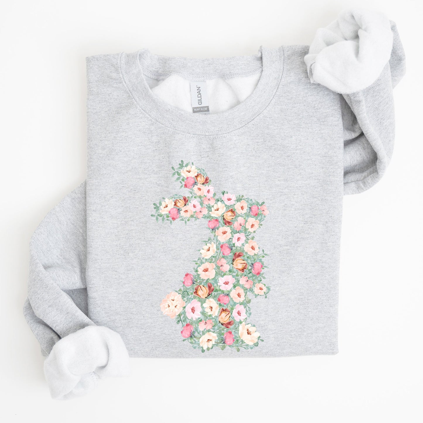 Floral Print Rabbit, Bunny, Easter Sweatshirt