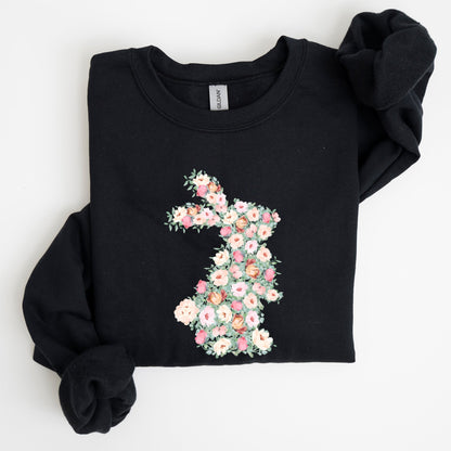 Floral Print Rabbit, Bunny, Easter Sweatshirt