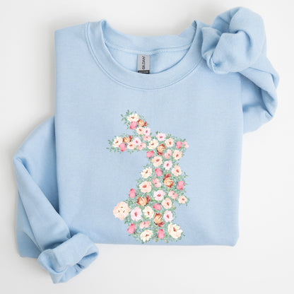 Floral Print Rabbit, Bunny, Easter Sweatshirt