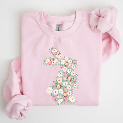 Floral Print Rabbit, Bunny, Easter Sweatshirt