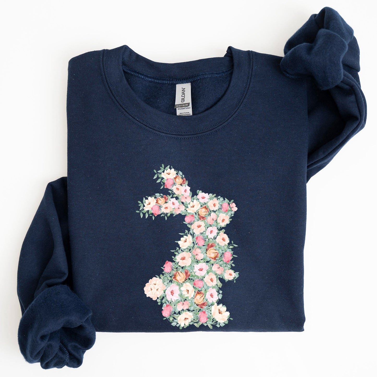 Floral Print Rabbit, Bunny, Easter Sweatshirt