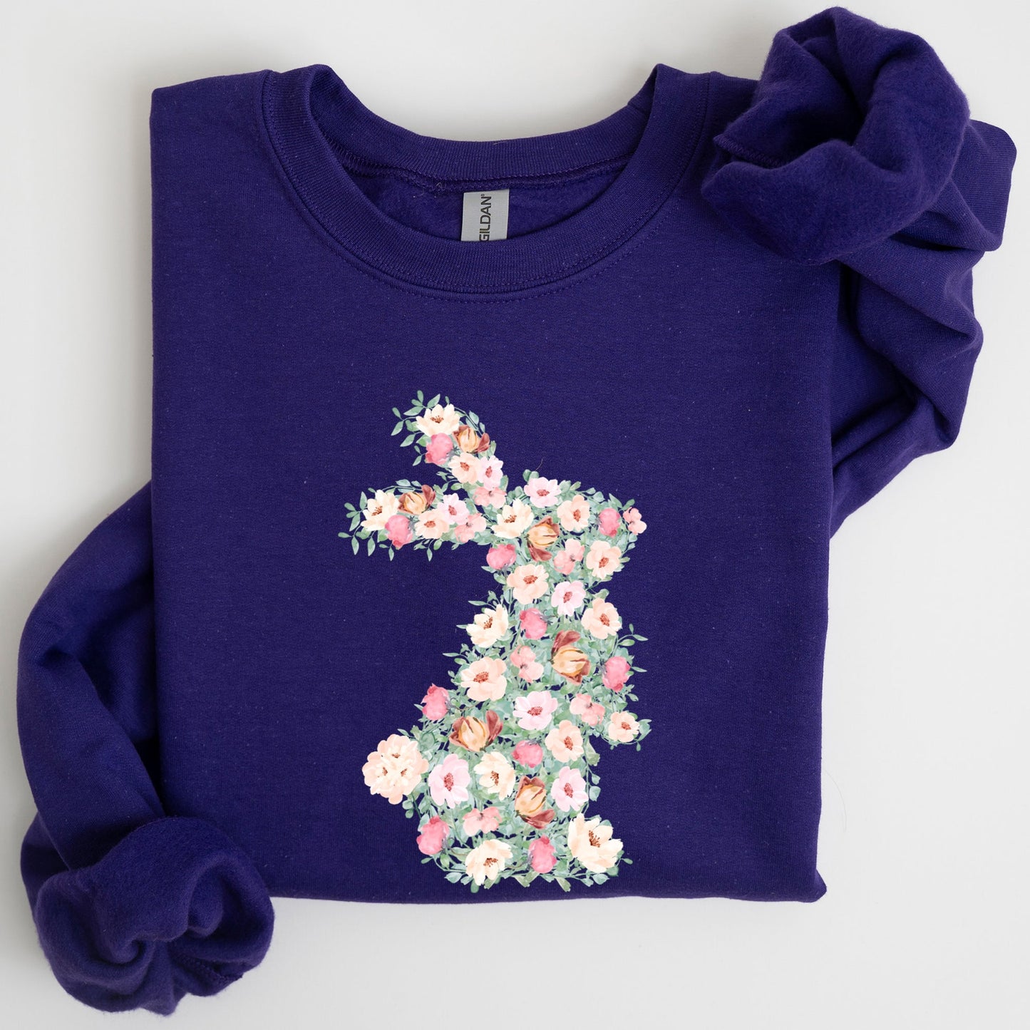 Floral Print Rabbit, Bunny, Easter Sweatshirt