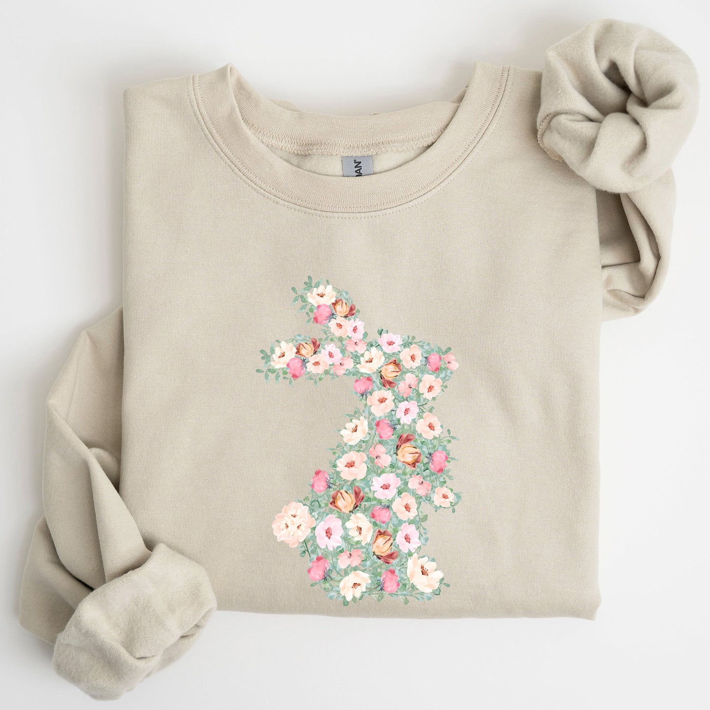 Floral Print Rabbit, Bunny, Easter Sweatshirt
