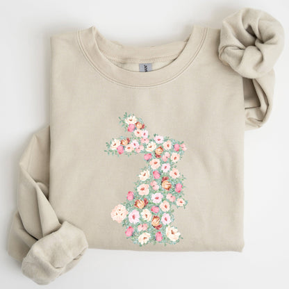 Floral Print Rabbit, Bunny, Easter Sweatshirt