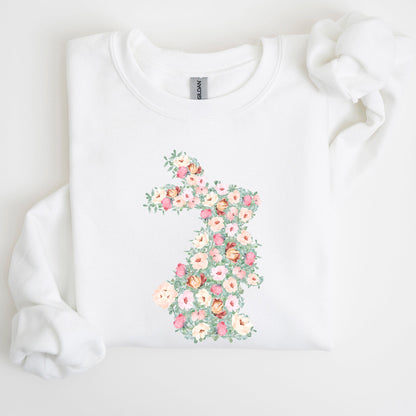 Floral Print Rabbit, Bunny, Easter Sweatshirt