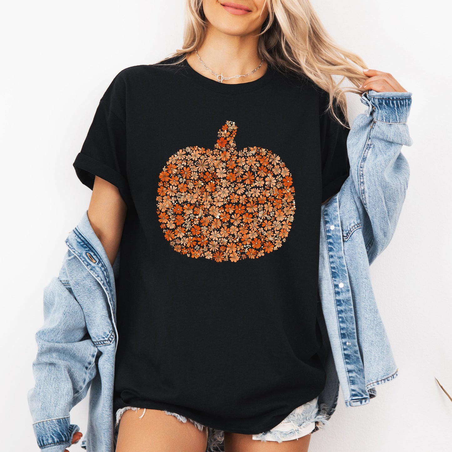Floral Pumpkin, Autumn Flowers, Fall, Tshirt