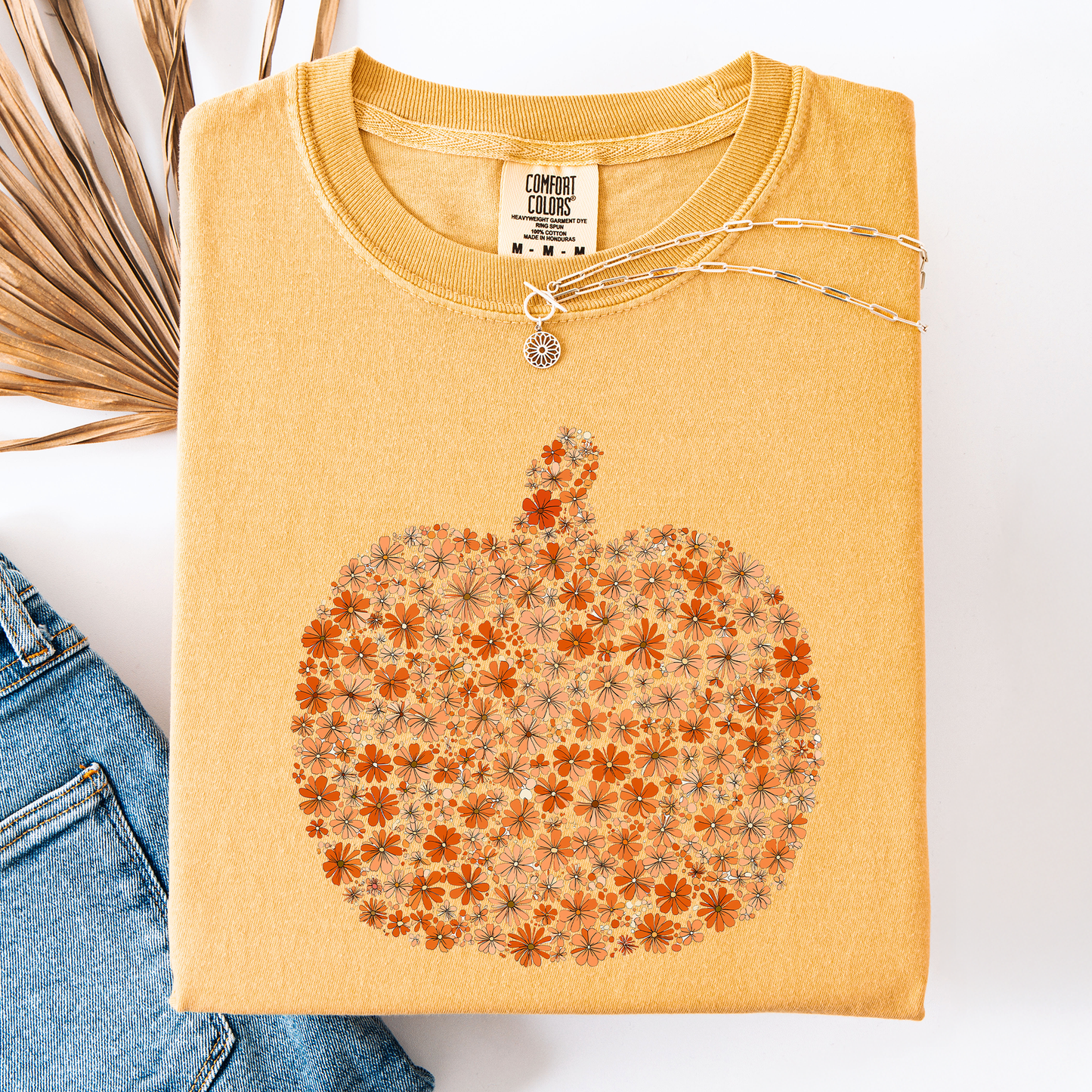 Floral Pumpkin, Autumn Flowers, Fall, Comfort Colors T-Shirt