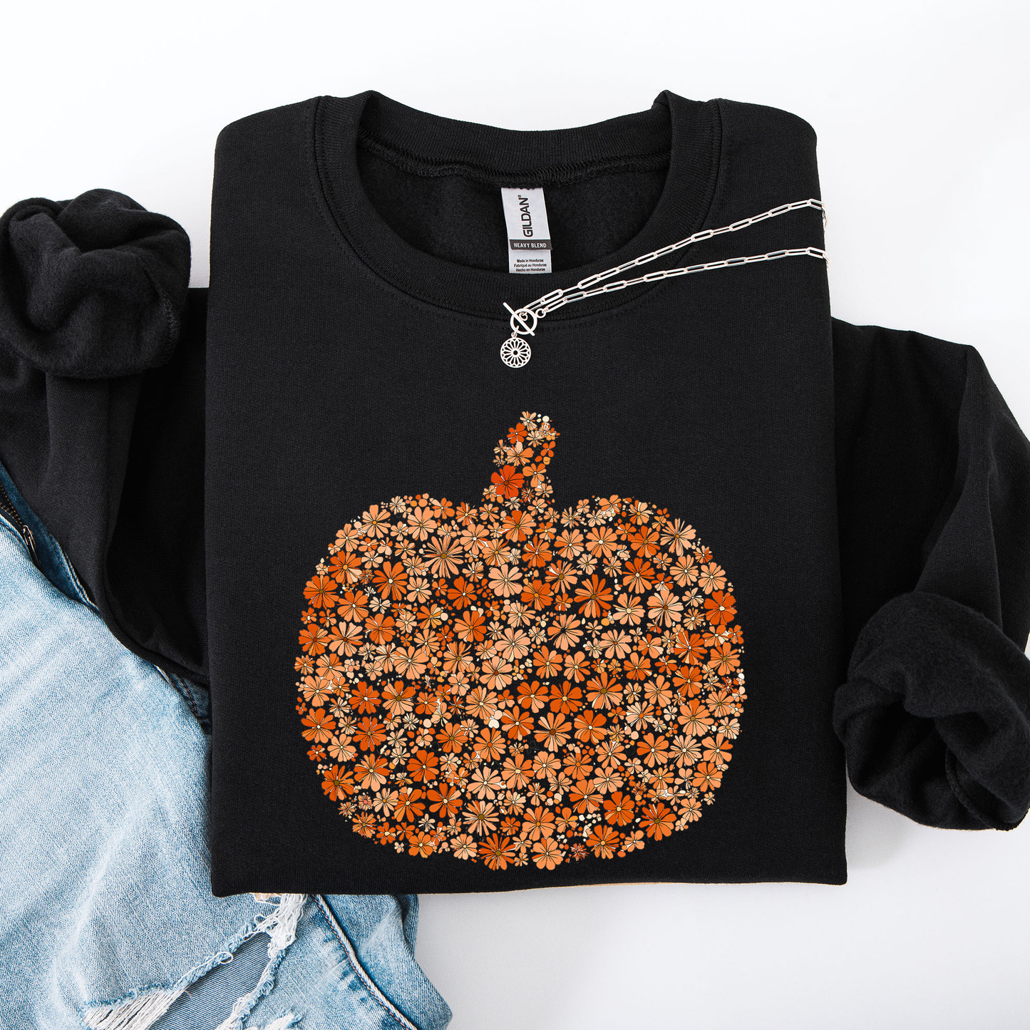 Floral Pumpkin, Autumn Flowers, Fall Sweatshirt