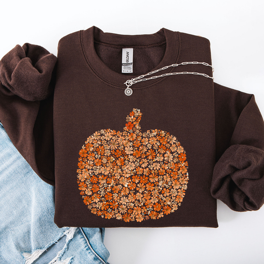 Floral Pumpkin, Autumn Flowers, Fall Sweatshirt