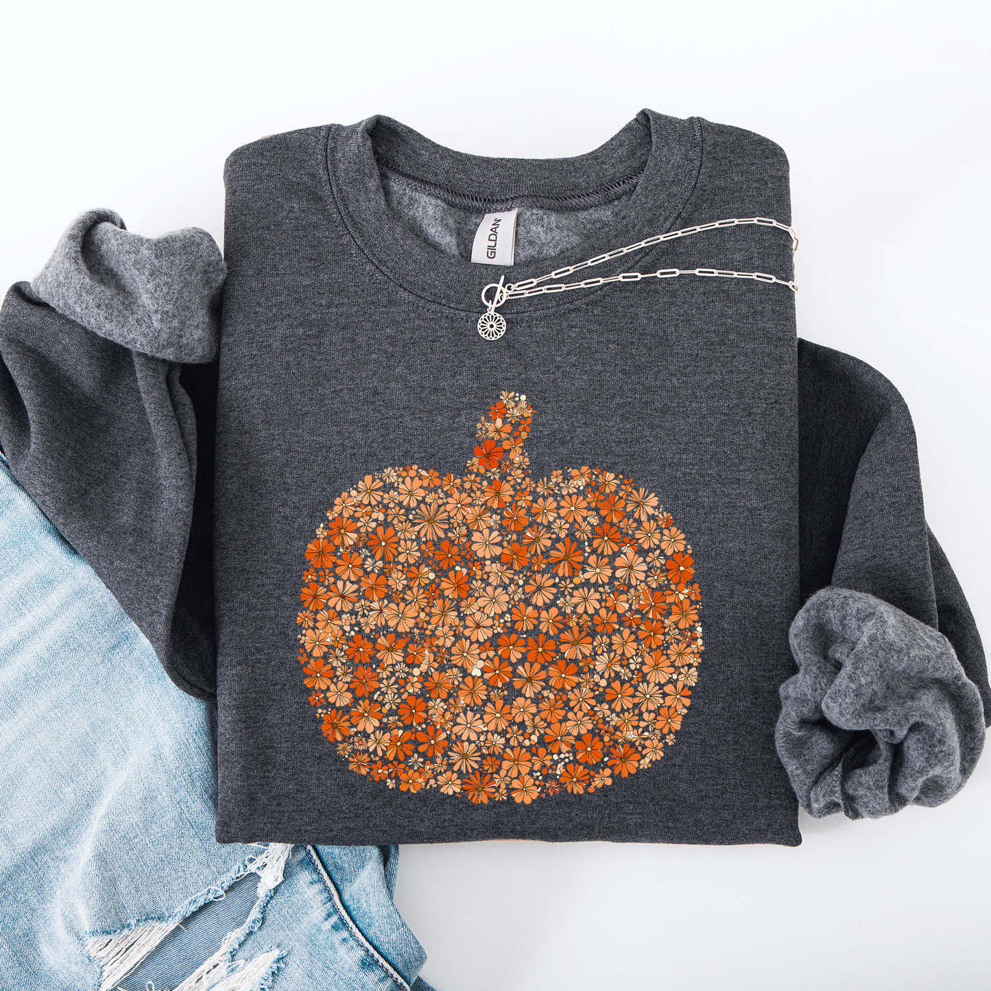 Floral Pumpkin, Autumn Flowers, Fall Sweatshirt