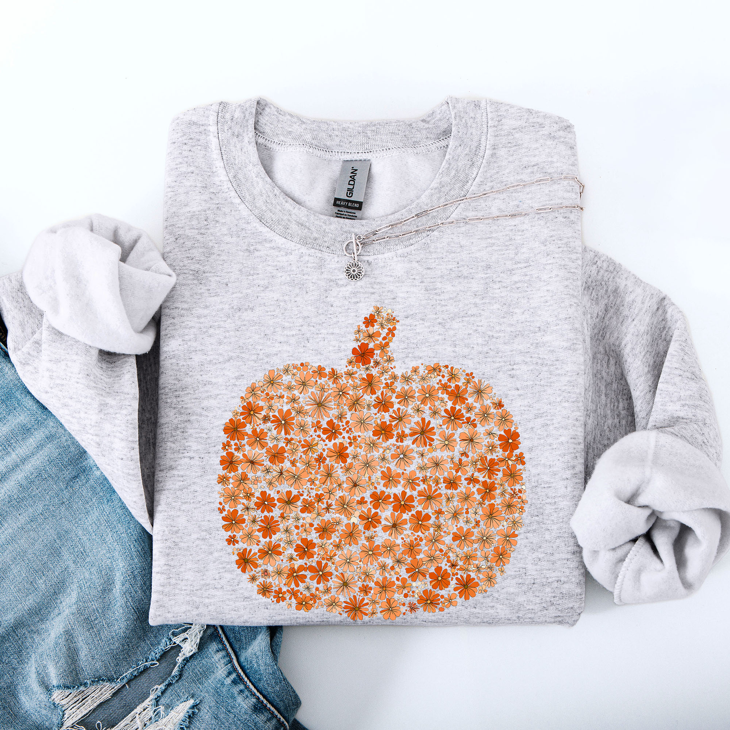Floral Pumpkin, Autumn Flowers, Fall Sweatshirt