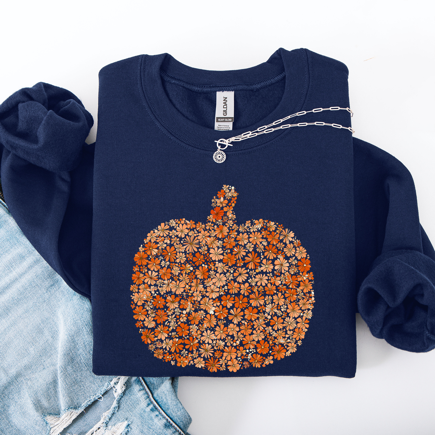 Floral Pumpkin, Autumn Flowers, Fall Sweatshirt