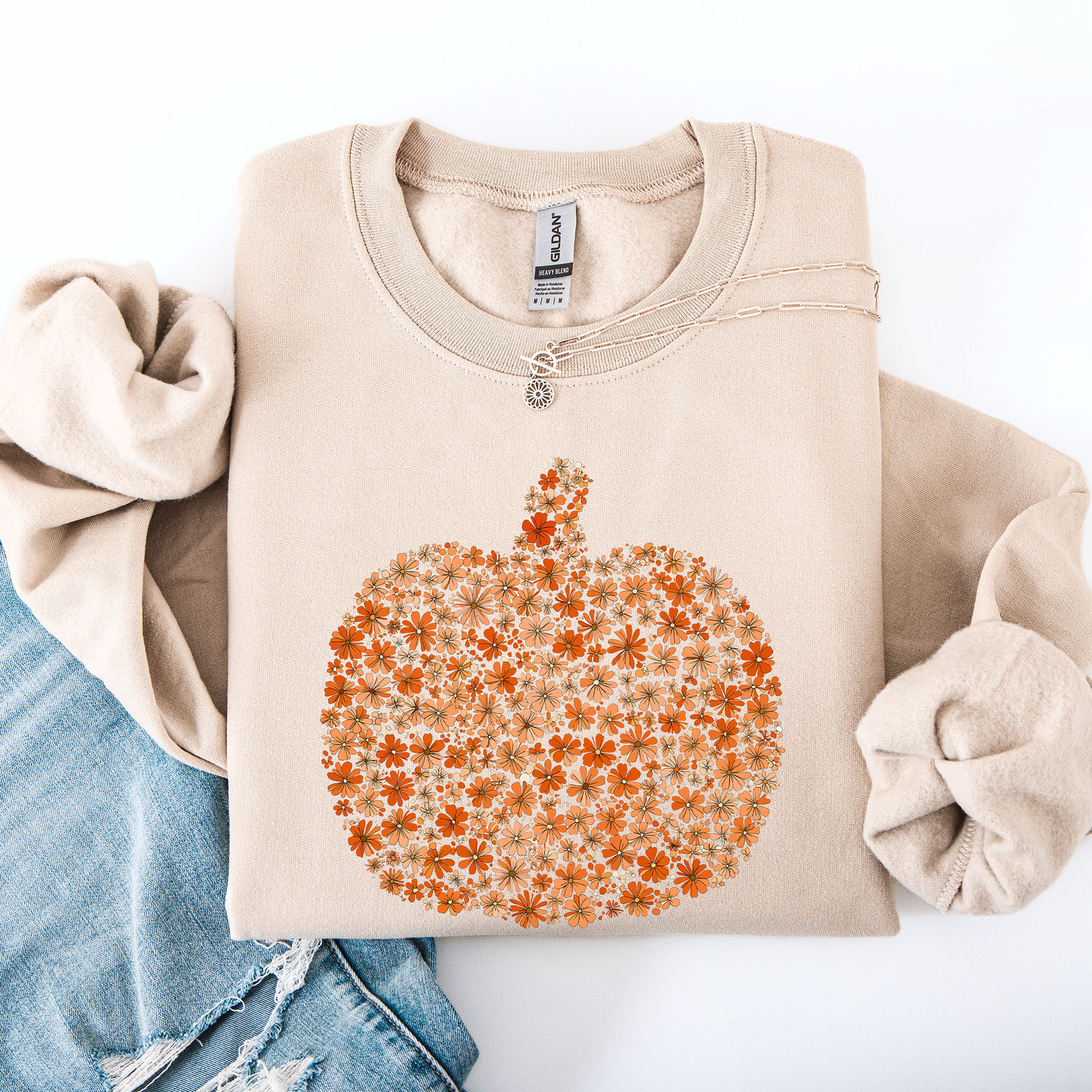 Floral Pumpkin, Autumn Flowers, Fall Sweatshirt