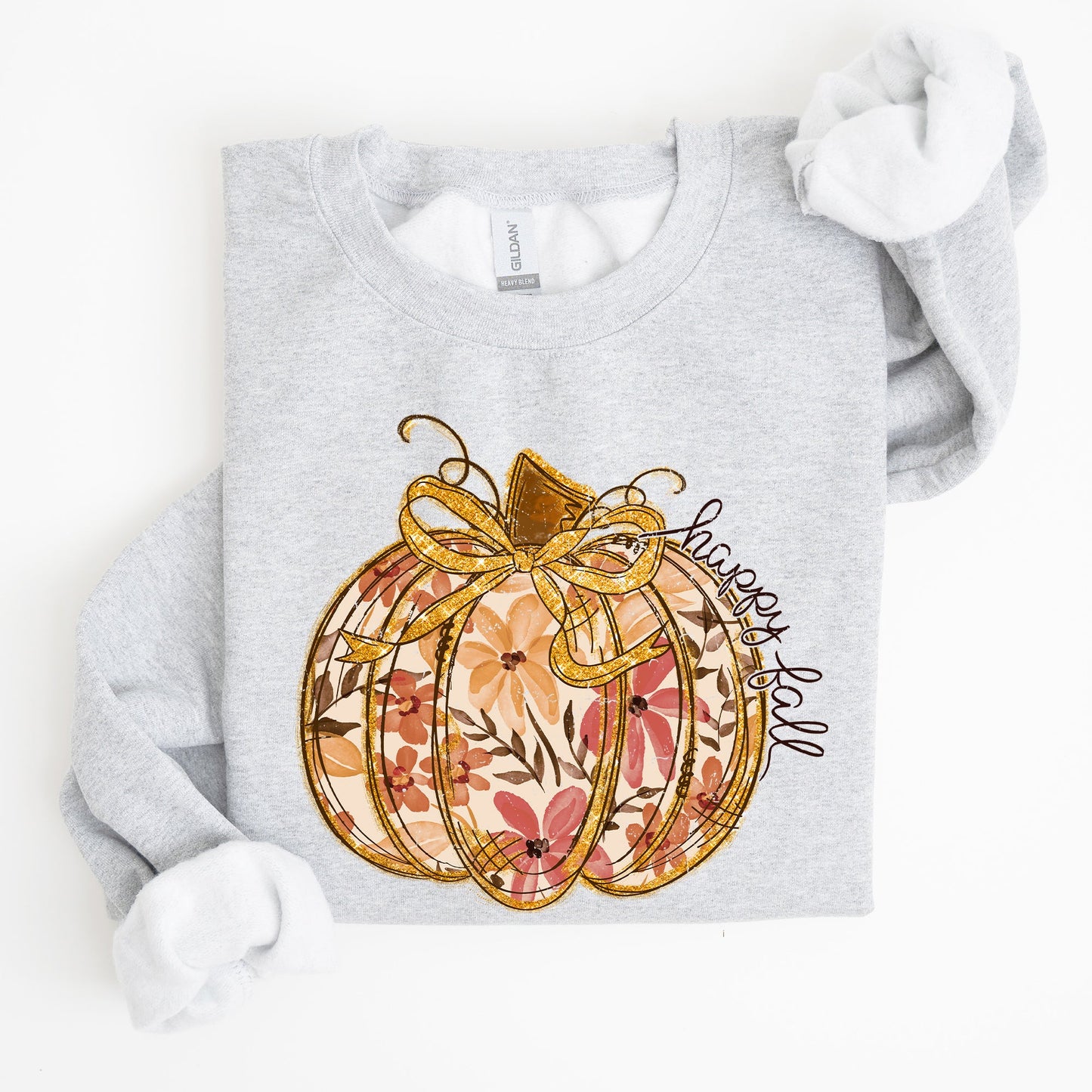 Floral Pumpkin, Happy Fall, Flowers, Autumn, Thanksgiving Sweatshirt