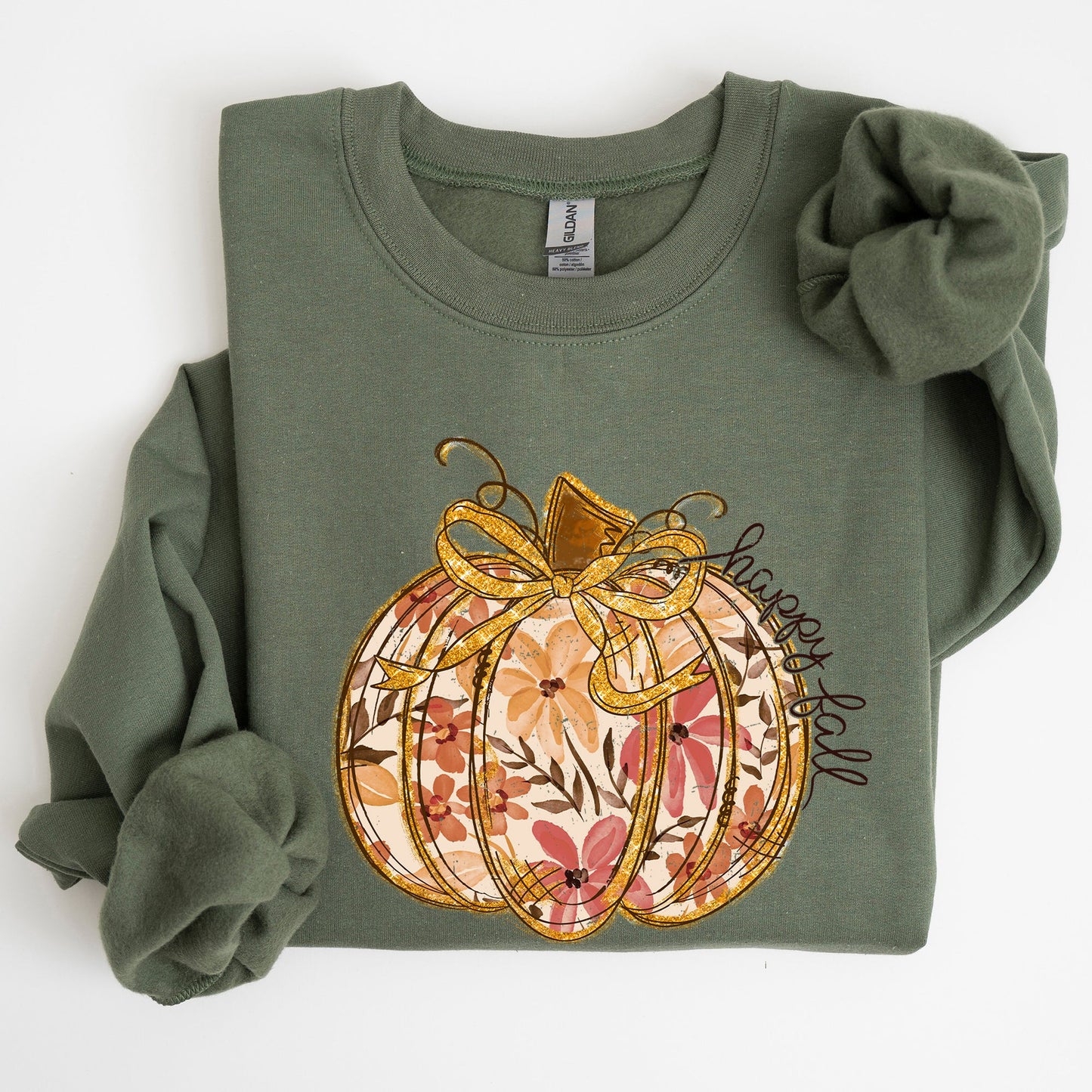 Floral Pumpkin, Happy Fall, Flowers, Autumn, Thanksgiving Sweatshirt