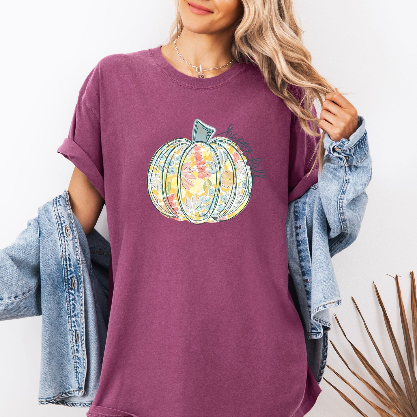 Floral Pumpkin, Happy Fall, Pastels, Flowers, Autumn, Thanksgiving Tshirt Comfort Colors T-Shirt