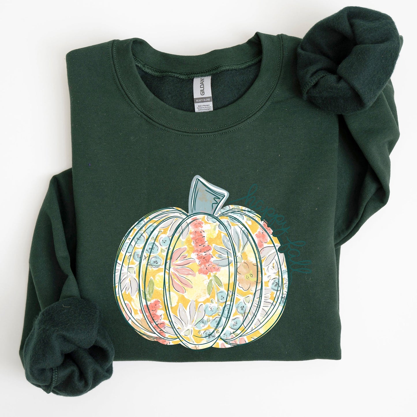 Floral Pumpkin, Happy Fall, Pastels, Flowers, Autumn, Thanksgiving Sweatshirt