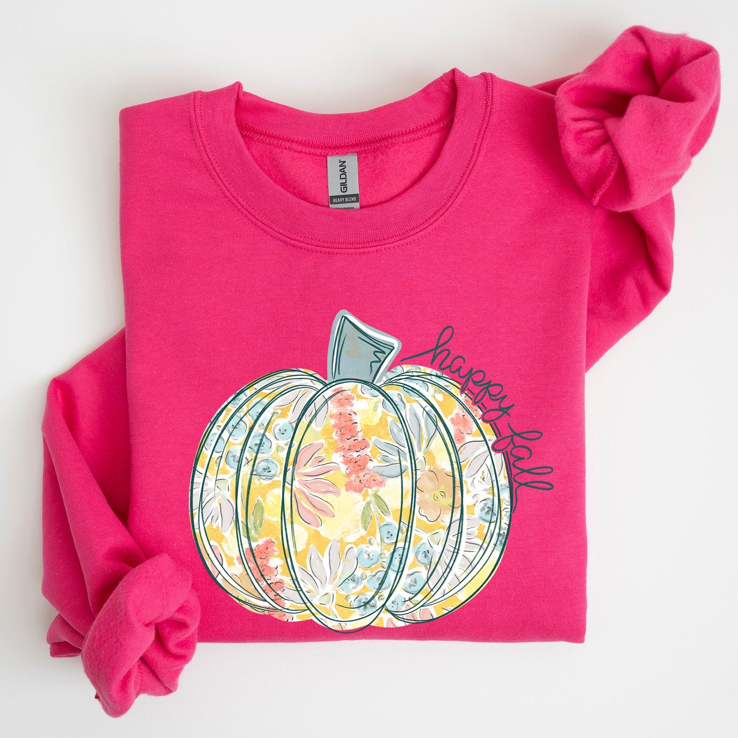 Floral Pumpkin, Happy Fall, Pastels, Flowers, Autumn, Thanksgiving Sweatshirt