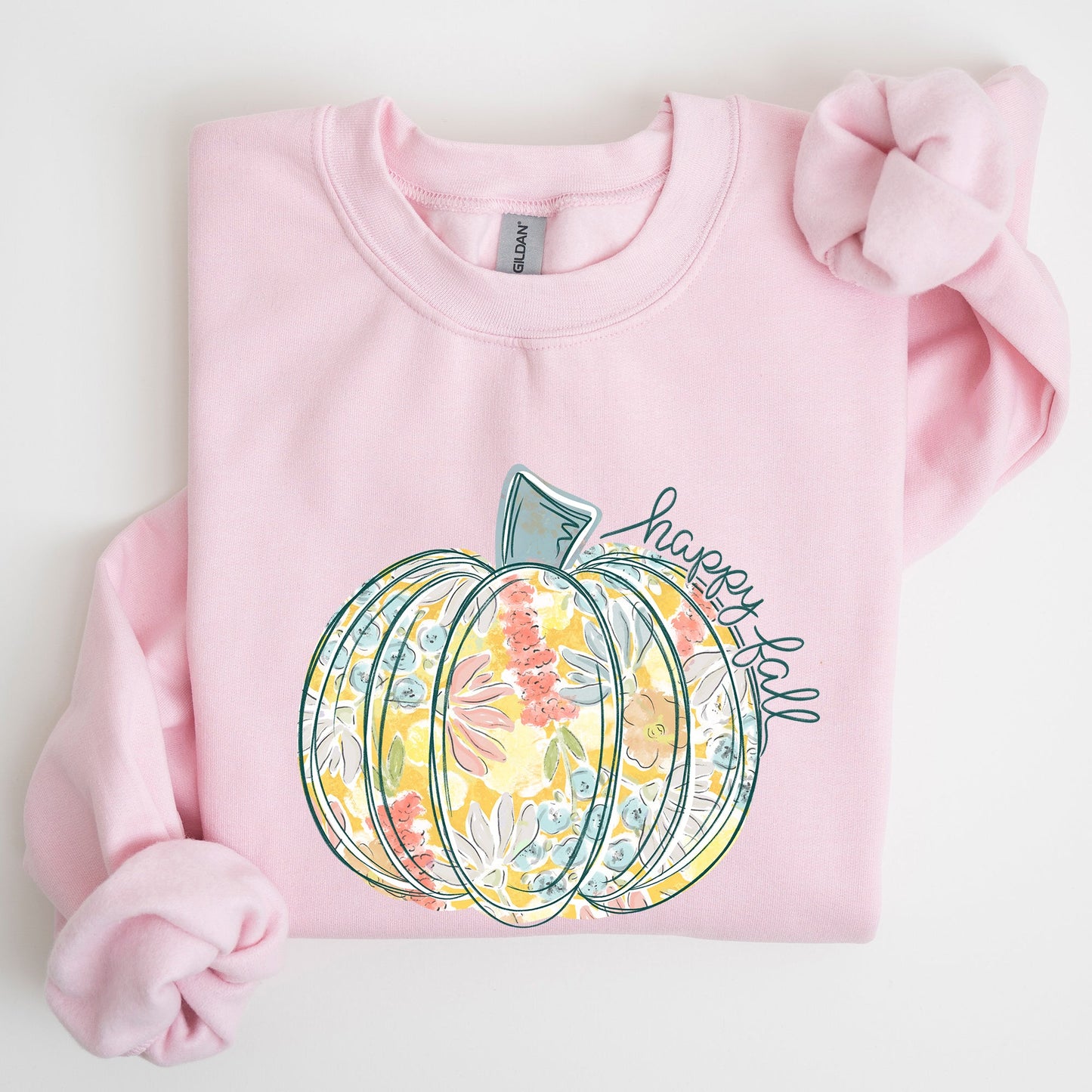 Floral Pumpkin, Happy Fall, Pastels, Flowers, Autumn, Thanksgiving Sweatshirt