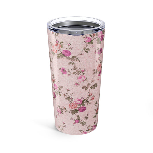 Customizable: Floral Insulated Tumbler - Stylish Travel Mug, Shabby Chic Coffee Cup, Pink Floral Drinkware, Gift for Her, Summer Picnic, Wedding Favor