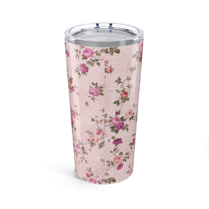 Customizable: Floral Insulated Tumbler - Stylish Travel Mug, Shabby Chic Coffee Cup, Pink Floral Drinkware, Gift for Her, Summer Picnic, Wedding Favor