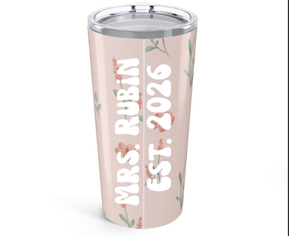 Customizable: Floral Tumbler 20oz, Coffee Travel Mug, Gift for Garden Lovers, Insulated Drinkware, Birthday Present, Spring Vibes