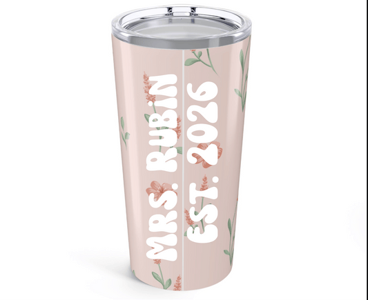 Customizable: Floral Tumbler 20oz, Coffee Travel Mug, Gift for Garden Lovers, Insulated Drinkware, Birthday Present, Spring Vibes